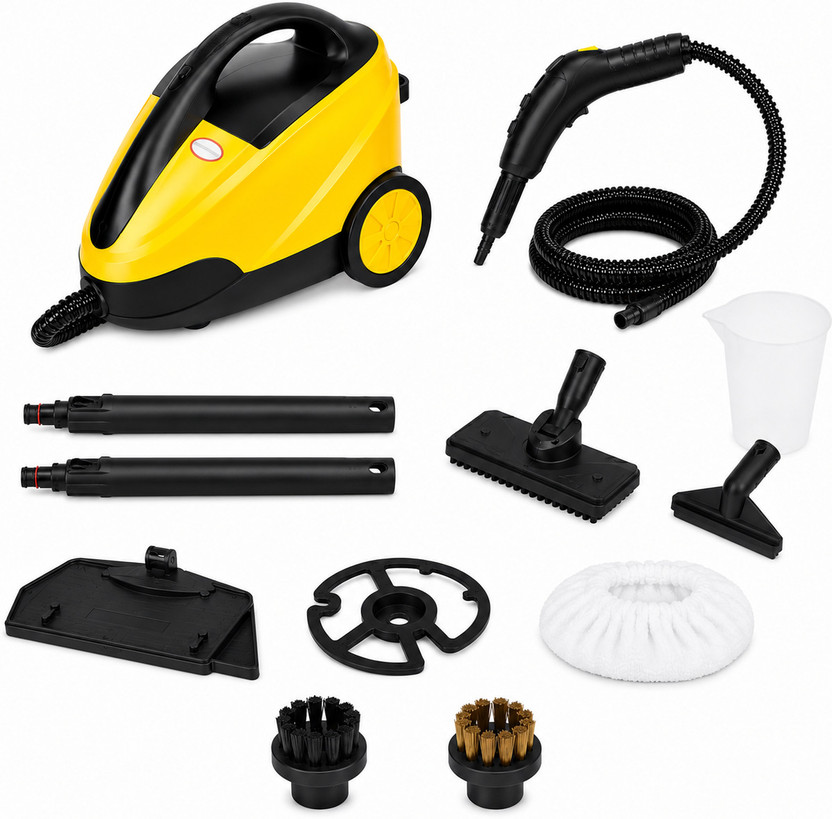 FORCE MASTER FM-SC10 Steam Cleaner for Home | 10 Accessories Steam Mops with Anti-Bacterial Cleaning(YELLOW / BLACK)