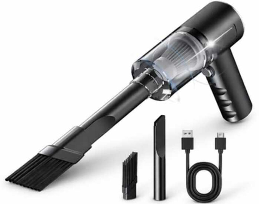 EROTOP Durable & Portable Vacuum Cleaner Machine For Home Office Car With HEPA Filter Cordless Vacuum Cleaner with Anti-Bacterial Cleaning, Reusable Dust Bag(Black)