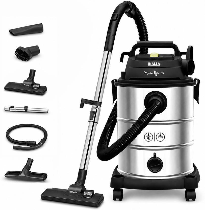 Inalsa Master Vac 35 Wet & Dry Vacuum Cleaner 35 LTR Capacity,1700 W,22 kPa Suction,Blower Function,2Yr Warranty, HEPA Filter, House Cleaning Machine,Industrial Vacuum Cleaner Heavy Duty (Master Vac 35)(Black)