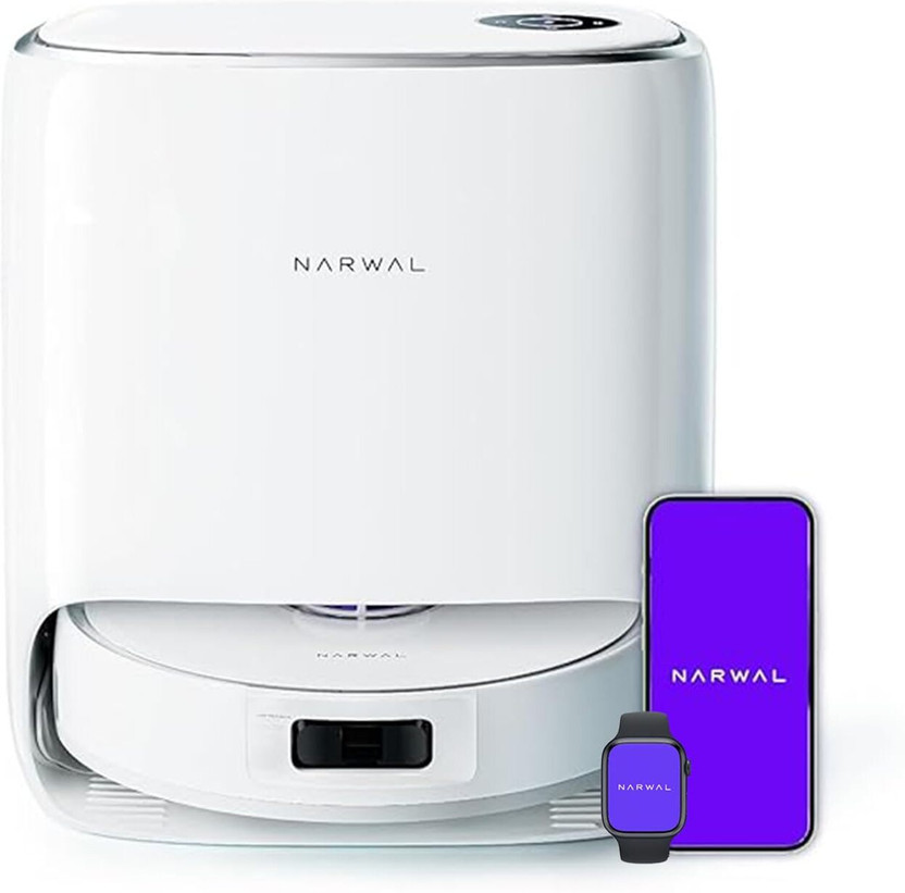 Narwal Freo X Ultra 2.0 Robot Vacuum & Mop Combo Robotic Floor Cleaner ,Maintenance-Free Base, 12000Pa Suction, Auto Mop Drying/Washing ,Zero-Tangling, DirtSense™ ,3D Mapping (WiFi Connectivity, Google Assistant and Alexa)(White)