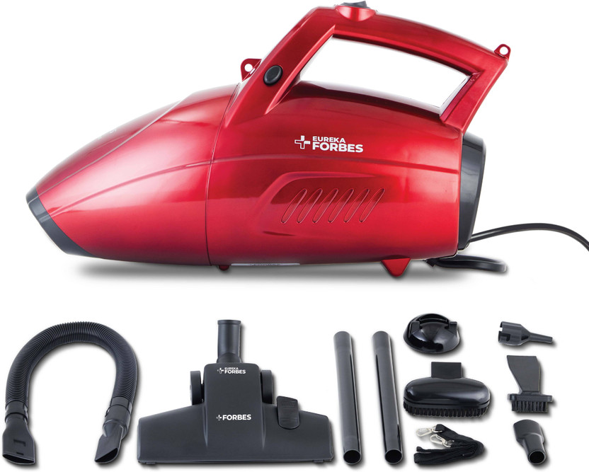 EUREKA FORBES Super Clean Bagless Dry Vacuum Cleaner Handheld Vacuum Cleaner | 800 W | Powerful Suction, Blower Function | 7 Accessories | Car/Home/Sofa | 16ft Power Cord | Light Weight | Washable Filter | Indias #1 Vacuum Cleaner(Red, Black)