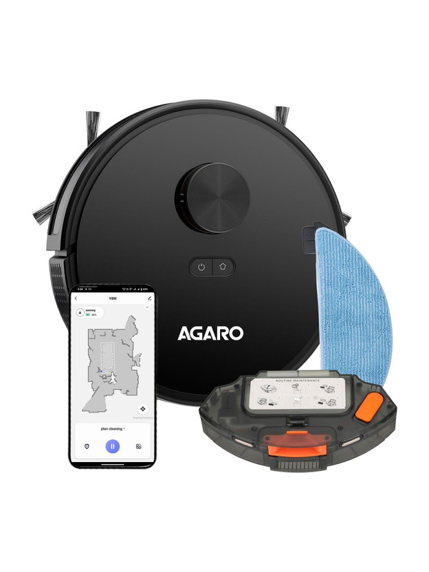 AGARO Imperial Robot Vacuum Cleaner, Dual Brush, Dry Vacuum & Wet Mop, Auto Cleaning Robotic Floor Cleaner (WiFi Connectivity)(Black)