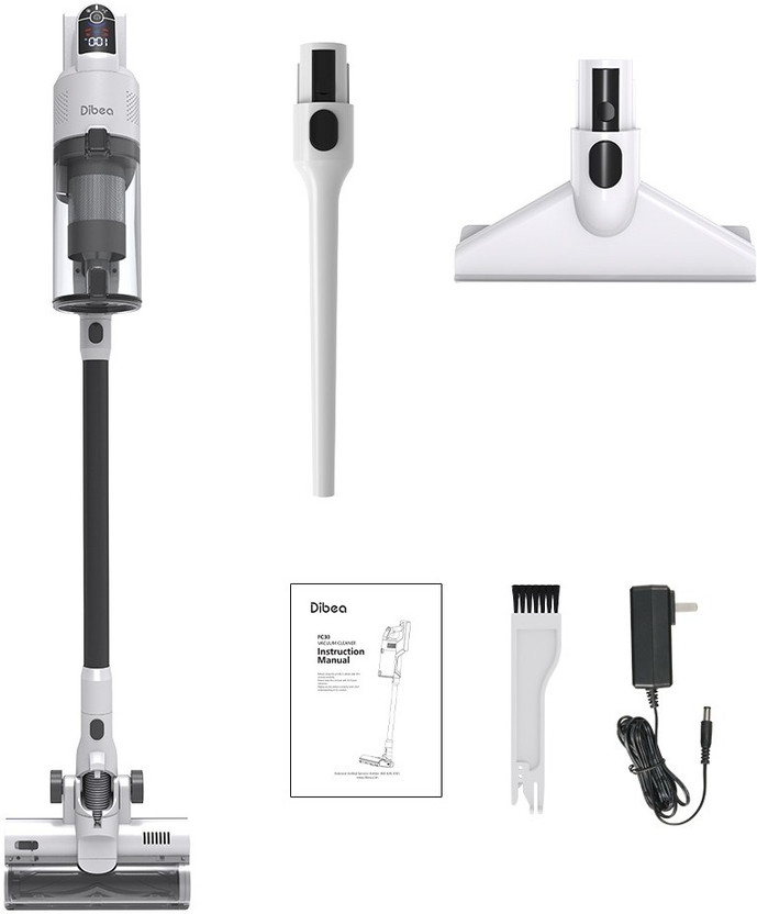Dibea FC30 Vacuum Cleaner Cordless Vacuum Cleaner with Reusable Dust Bag, Anti-Bacterial Cleaning(White)