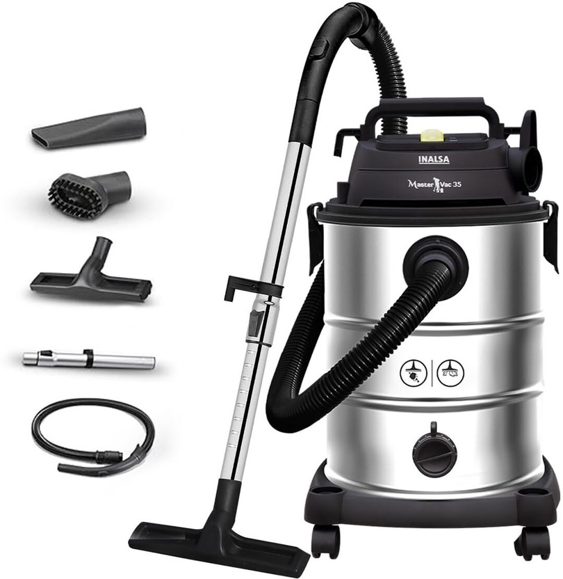 Inalsa Master Vac 35 Wet & Dry Vacuum Cleaner 35 LTR Capacity,1700 W,22 kPa Suction,Blower Function,2Yr Warranty, HEPA Filter, House Cleaning Machine,Industrial Vacuum Cleaner Heavy Duty (Master Vac 35)(Black)