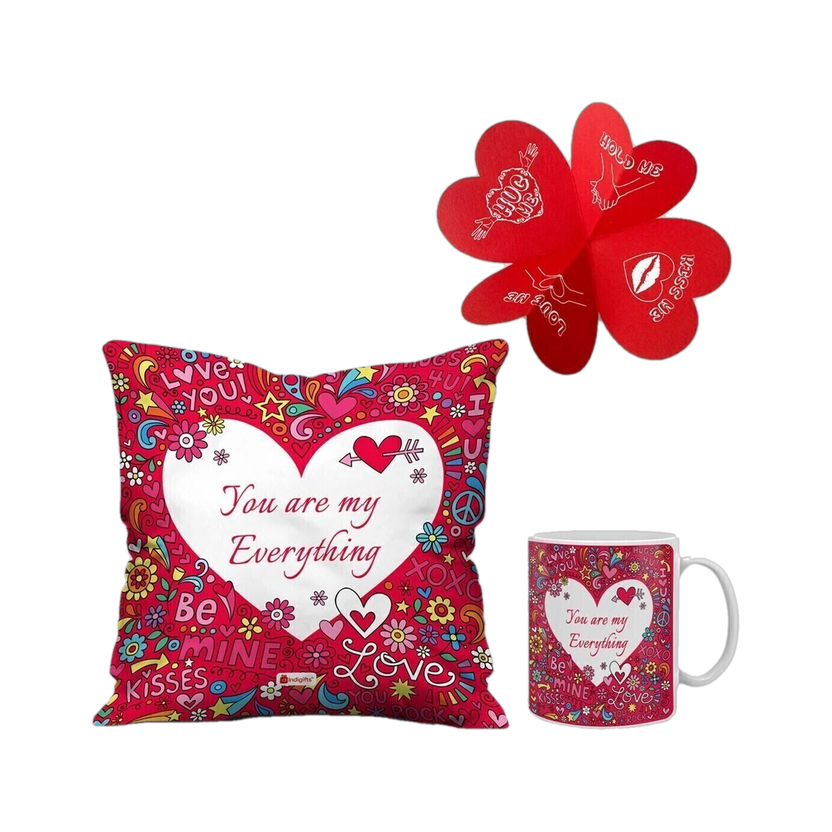 Indigifts Cushion, Greeting Card, Mug Gift Set