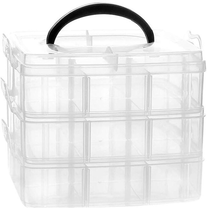 SOKT SOKT Jewellery Organisers Plastic 3 layer 18 Grid Transparent Storage Box Storage & Organization Vanity Box(Transparent) - Flipkart Deal