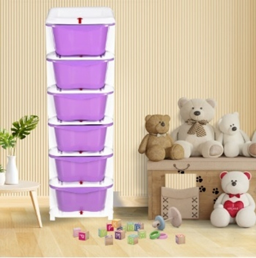 3D 3D METRO SUPER STORE 6 Tier XXL Multi-Purpose Modular Drawer Storage With Lockable Legs For Home & Kitchen, Office, Toy Box, Clothes, Hospital, Jewellery Box, Makeup Box Vanity Box(Purple) - Flipkart Deal