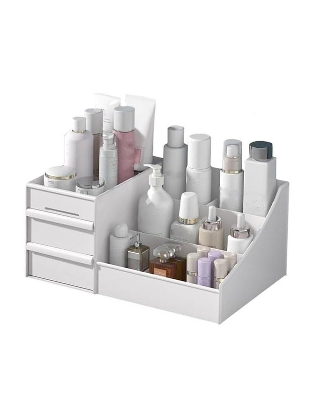 inovera Makeup Organizer with Drawers Countertop Cosmetics Display Case for Dressing Table Vanity Box(White)