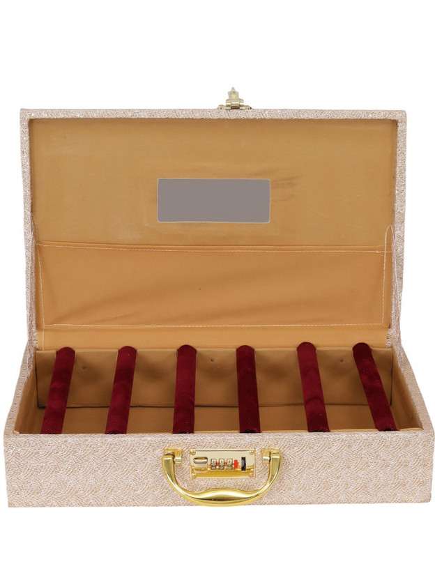TAJ BEAUTY CENTER bangle box stylish 6-Rods Bangle Box: Elegant Storage for Your Precious Bangles" Vanity Box(light cream)