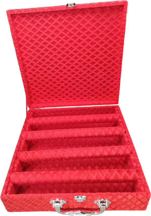 Packpro Solutions Bangle Box 4 Rod Soft Velvet Red with D-Lock Vanity Cases Bangle Storage D Lock Vanity Box Vanity Box(Red)