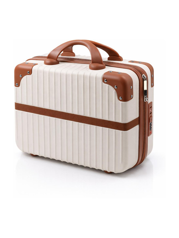 Bridal Hard Shell ABS Collection Mini Suit Case Makeup Cosmetic Organizer Multi Purpose Vanity Box(White)