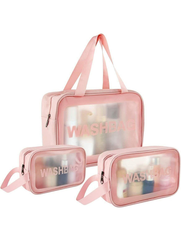 ZENVIA Makeup Bag Portable Toiletry Wash Bag Toiletry Organizer for Travel Women 3 Pcs Travel Toiletry Kit(Pink)