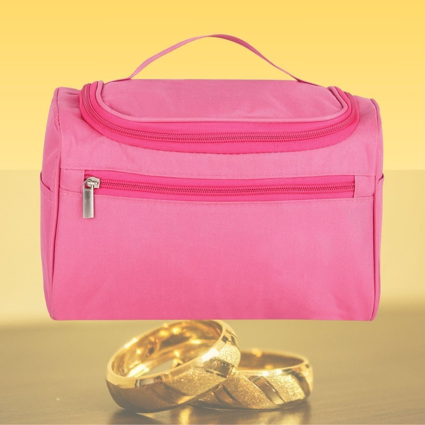 RRK IMPORT AND EXPORT Travel Cosmetic Bag – Large-Capacity, Trendy Makeup Organizer for Women Spacious, stylish, and travel-friendly cosmetic bag for organized beauty storage Vanity Box(Pink)