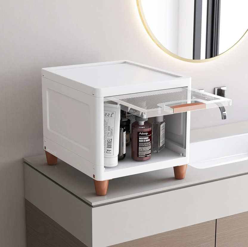 Q7 BRAND 1 Compartments Plastic Storage Drawer Box for Living Room and Bedroom Home & Kitchen, Office, Toy Box, Clothes, Hospital, Jewellery Box, Makeup Box, Jewelry, Makeup Vanity Box(White)