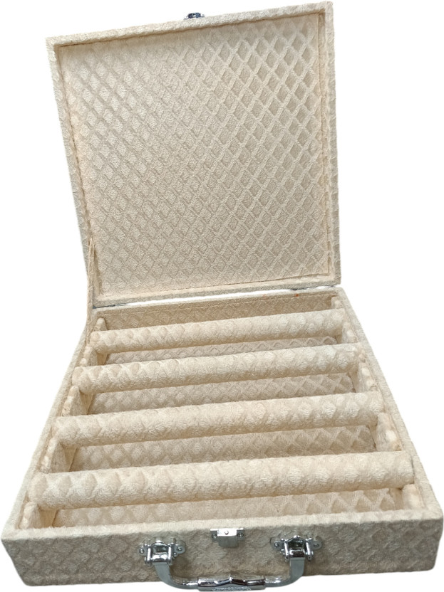 Packpro Solutions Bangle Box 4 Rod Soft Velvet Cream with D-Lock Vanity Cases Bangle Storage D Lock Vanity Box Vanity Box(Cream)