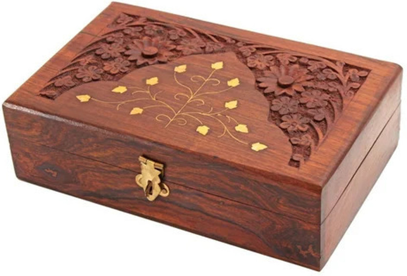 SHIVAACRAFT Jewelry Box Decorative Showpiece  -  7 cm(Wood, Brown)
