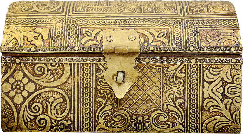 Diggy Arts Brass Jewllery Box Jewllery, Storage Box, Home Decor, Decorative Box Vanity Box(Golden)