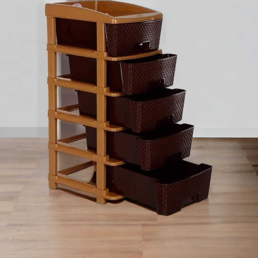 Nejadhari Nejadhari 5 Layer Modular Drawer Storage Chest Of Drawers Organizer Storage Box Large Stomo Racks For Multipurpose Anti-slip Shoes Organizers Vanity Box(Brown) - Flipkart Deal