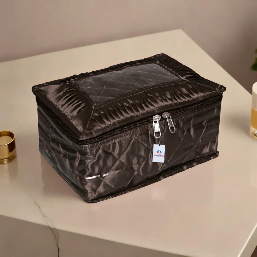 Heart Home Frill Jewellert Kit for Woman|12 Different Pouch Locker Storage Kit|Brown Jewellery Kit Vanity Box(Brown)