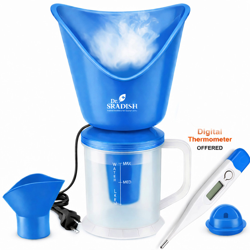 DR. SRADISH 3 in 1 Facial Steamer for Face Nano Ionic Steam Measuring Jar & Nose Attachment Vaporizer(Blue)