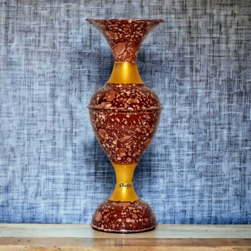 Leafy Flower Vase Big Size Long for Home Decor Corner Centerpiece Gift Item | Iron Vase(9 inch, Brown)