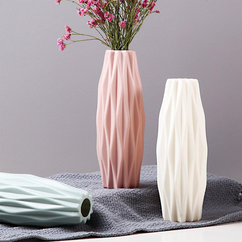 Ascension Flower Pot for Home Office Decoration Unbreakable Flower Vase for Table Decor Plastic Vase(8.26 inch, Blue)