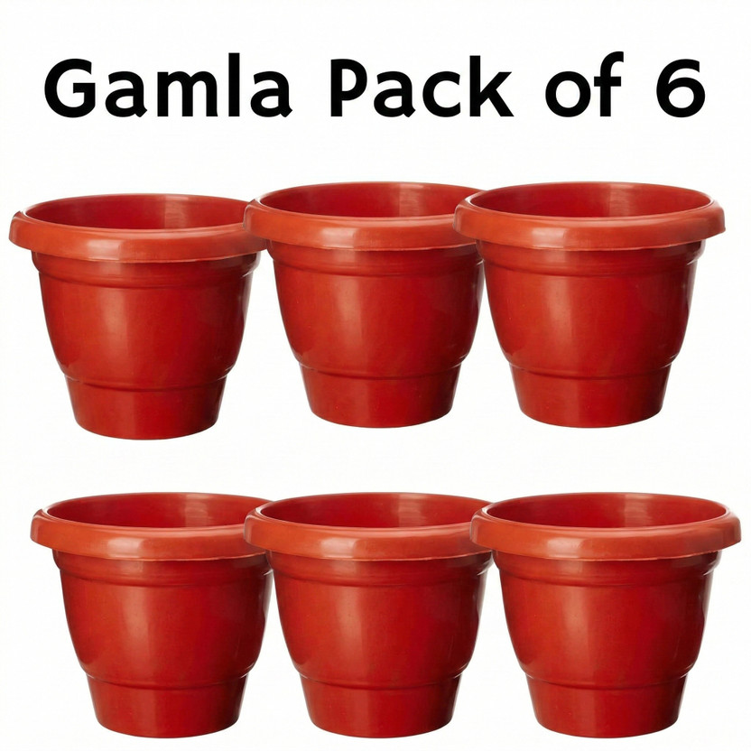 Polyvibe Plastic Flower Pots Set of 6 (10 Inch) Indoor Outdoor Garden Planters Plant Container Set(Pack of 6, Plastic)