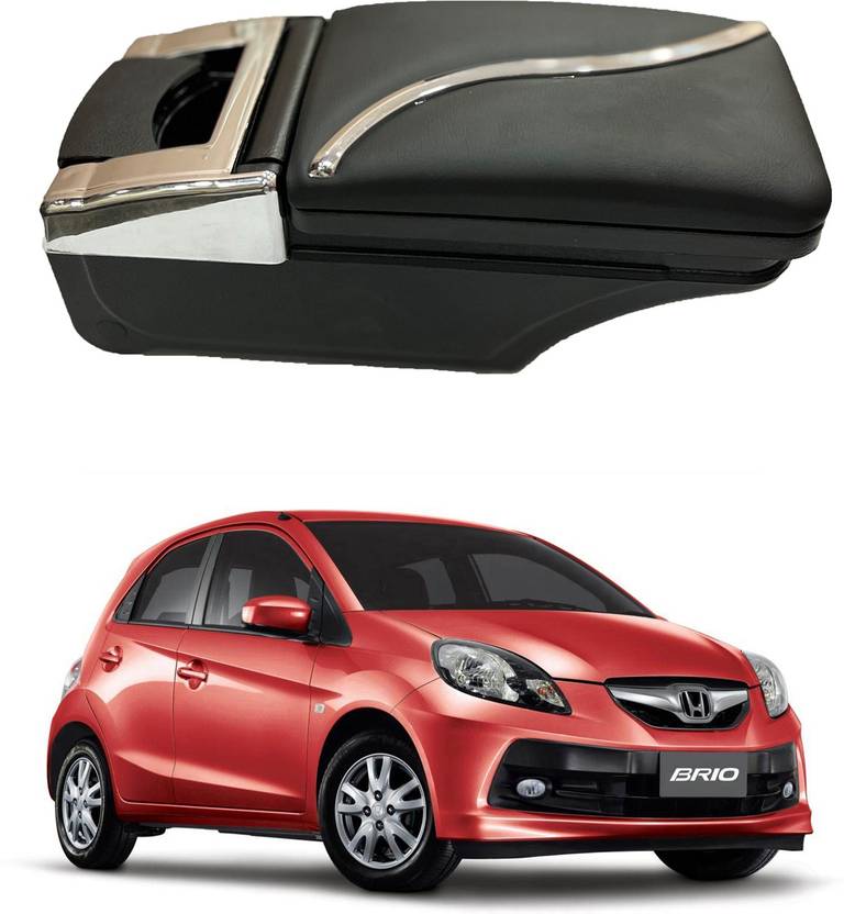 Oshotto PU Leather AR02 Car Armrest Console Box For Brio Black Car
