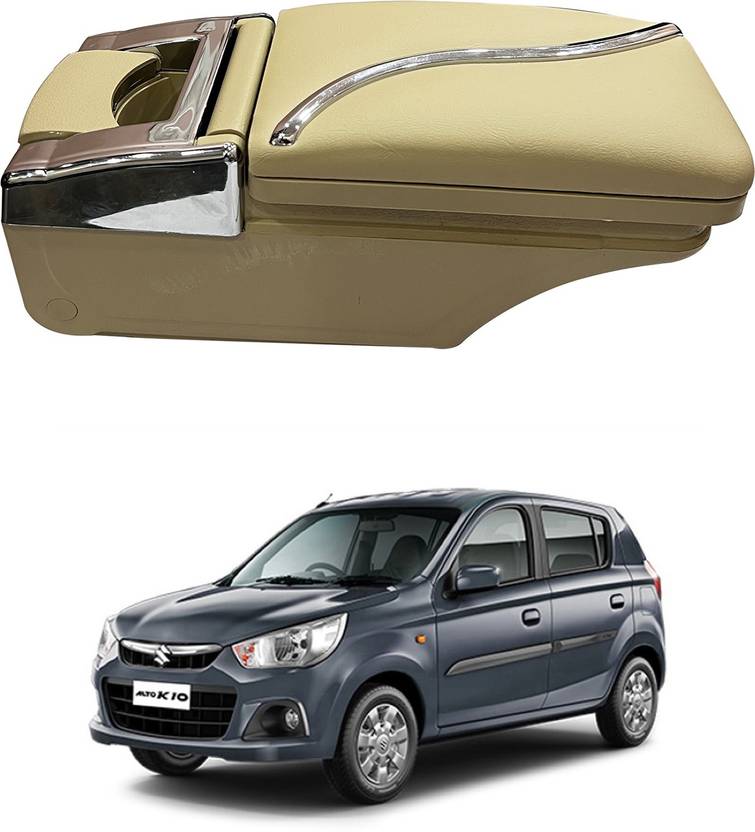 Oshotto PU Leather AR02 Car Armrest Console Box For Alto K10 Beige Car
