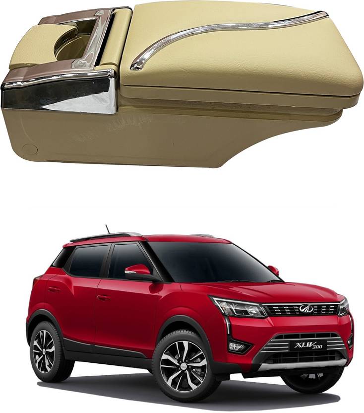 Oshotto PU Leather AR02 Car Armrest Console Box For XUV 300 Beige Car
