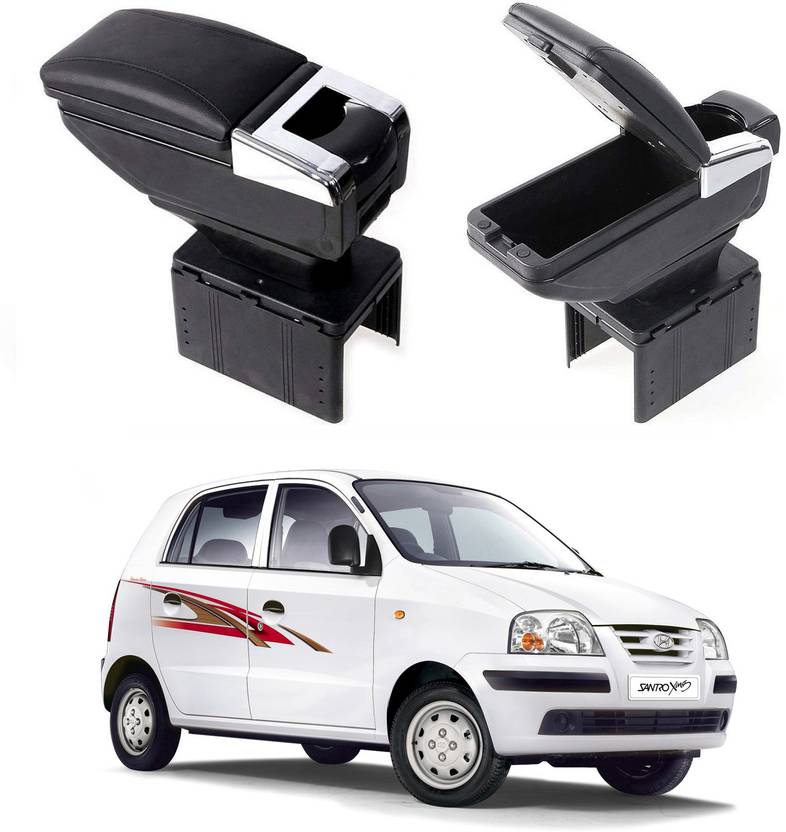 Oshotto PU Leather AR01 Car Armrest Console Box For Santro Xing Black