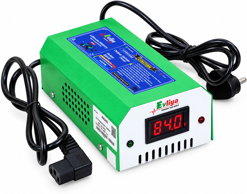 EVLIYA 72v 5amp Auto Cutoff 84v With Display Charger T-TYPE for Electric Scooter 32 Ah Battery for All Vehicles