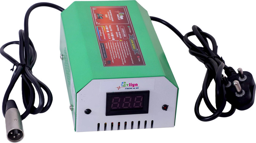 EVLIYA 48v 6A Auto Cutoff 54.7v With Display Charger XLR Round Pin for Electric Scooter 32 Ah Battery for All Vehicles