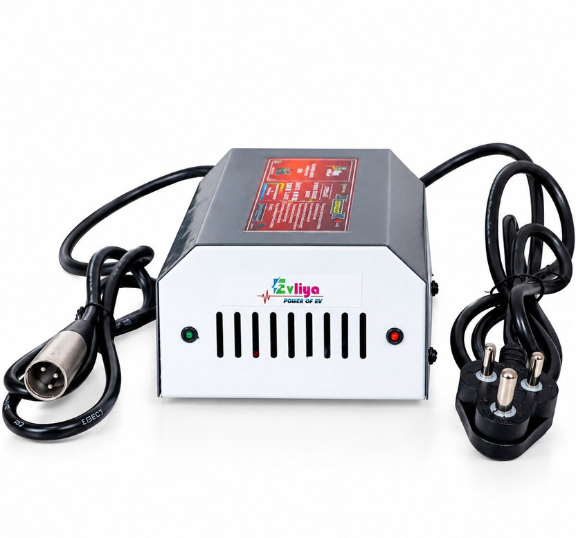 EVLIYA EV SCOOTY Charger 48V / 6A / Auto Cutoff 54.6V (XLR Round Pin) All 2 Wheelers 36 Ah Battery for All Vehicles