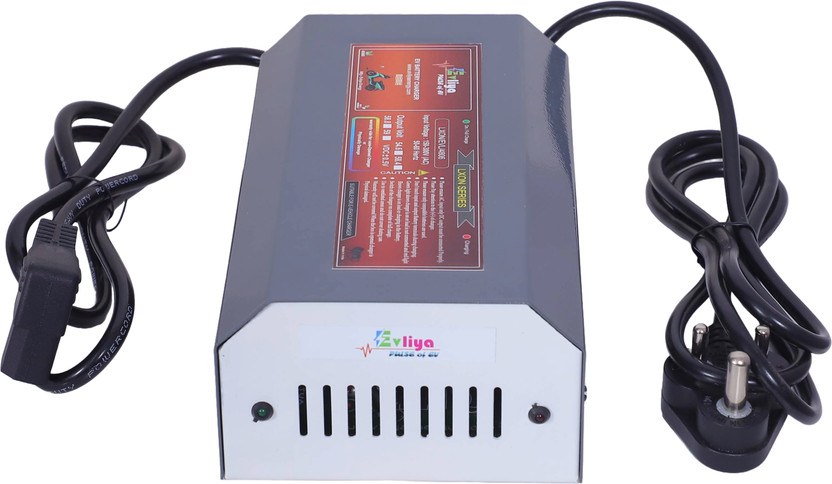 EVLIYA EV SCOOTY Charger 48V / 6A / Auto Cutoff 54.6V (T-Pin Output) All 2 & 3 Wheeler 36 Ah Battery for All Vehicles
