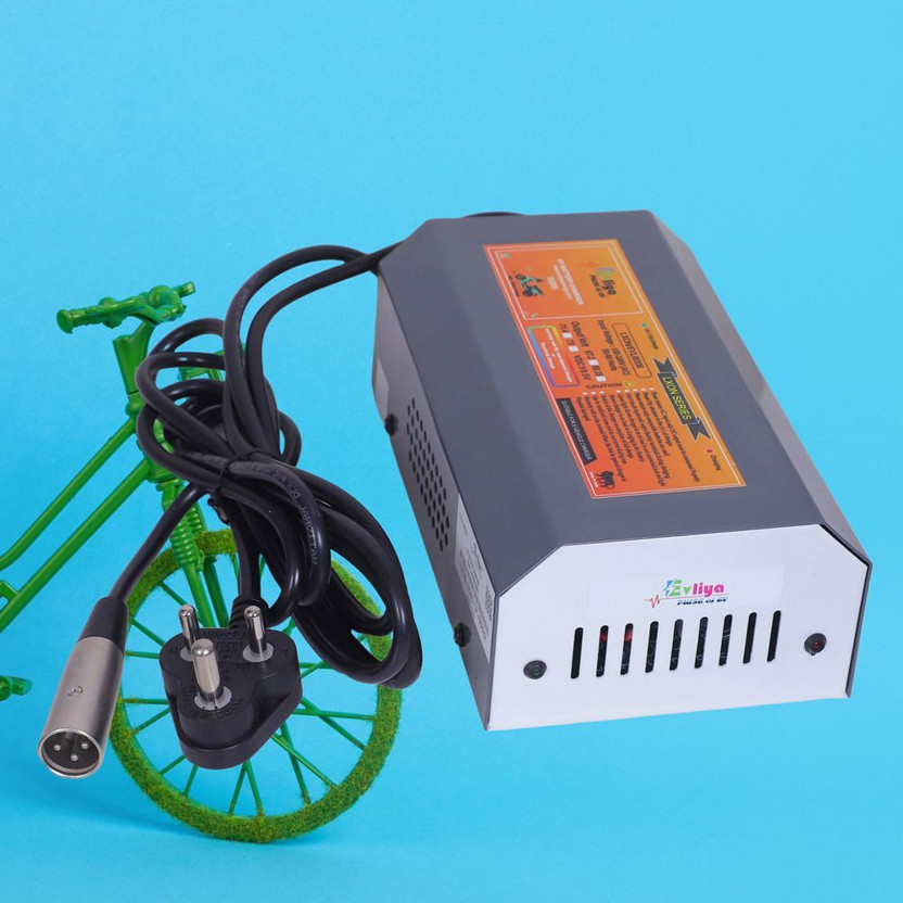 EVLIYA 60v 6A Auto Cutoff 73v With LED Indication Charger XLR Round Pin 32 Ah Battery for All Vehicles