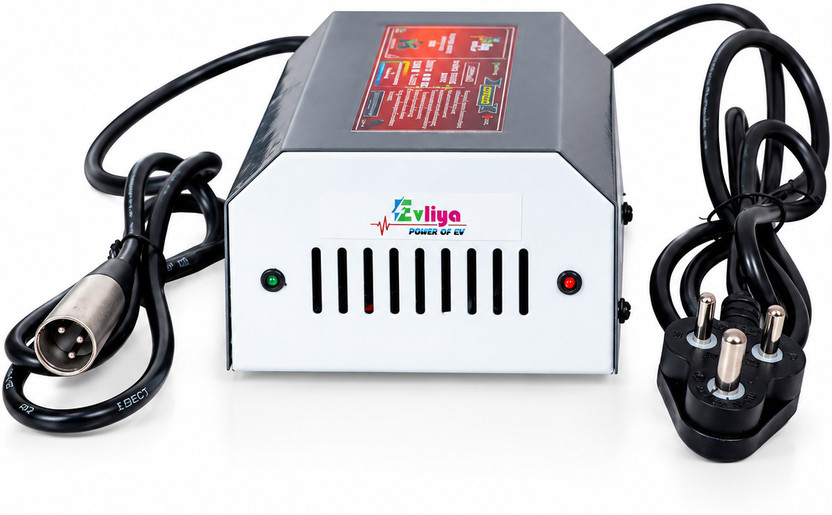EVLIYA 48v 6A Auto Cutoff 58.4v / LED Indication Lithium Battery Charger XLR Round Pin 32 Ah Battery for All Vehicles