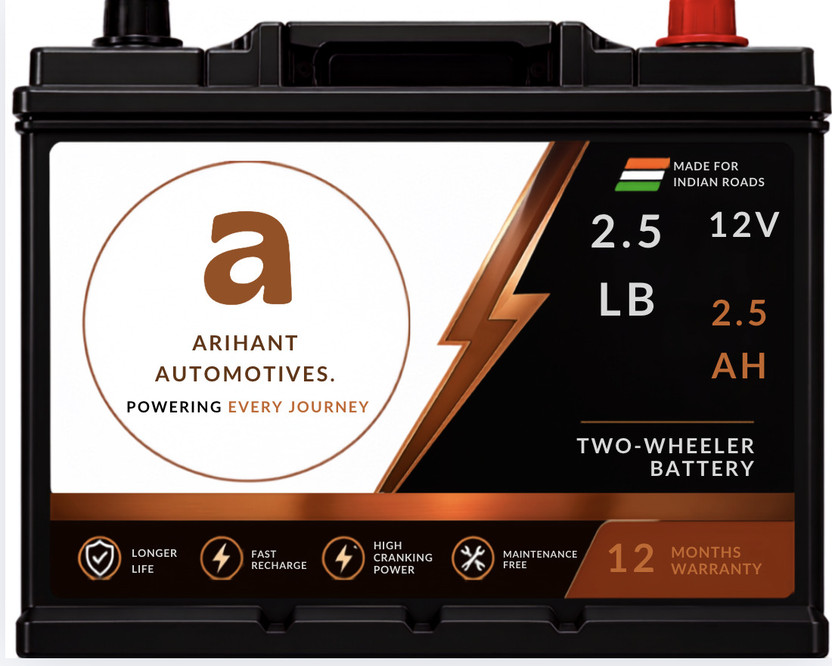 ArihantAutomotives 2.5LB 2V Two Wheeler Battery 2.5 Ah Battery for All Vehicles