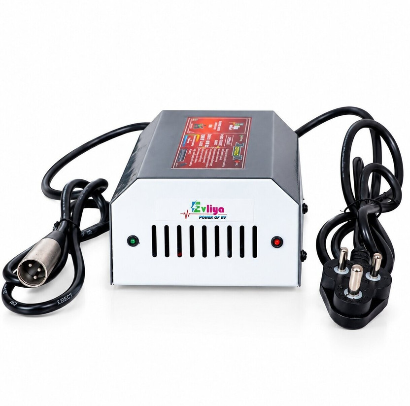 EVLIYA 48v 6A Auto Cutoff 58.8v / LED Indication Lithium Battery Charger XLR Round Pin 32 Ah Battery for All Vehicles