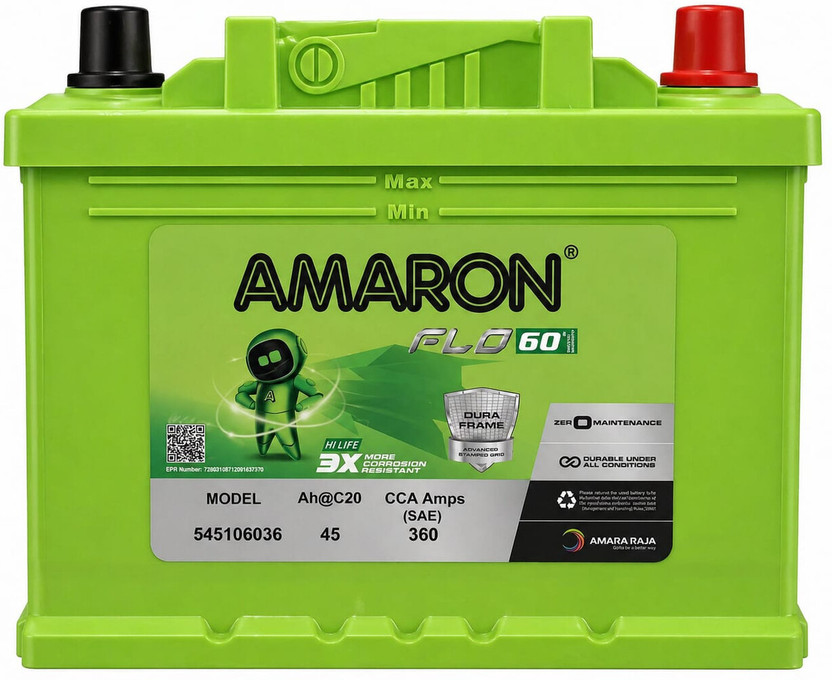 Amaron with Exchange and Doorstep Installation Amaron Flo 45Ah AAM-FL-545106036 car battery 45 Ah Battery for Car