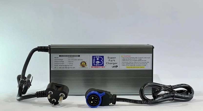 bheemtek 84V 12A Fast Electric E-Bike Charger for Okaya Fast F4 Scooter with 2+4 Conector 60 Ah Battery for Bike