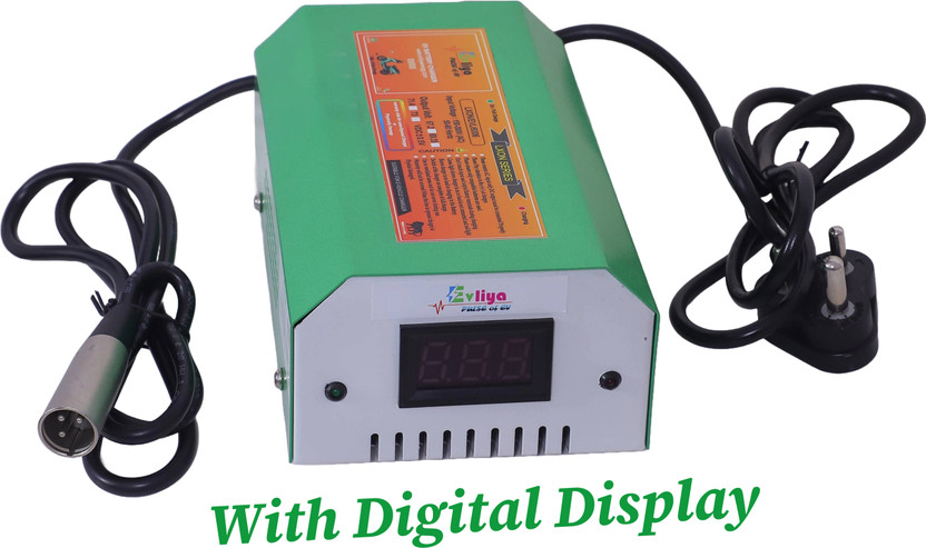 EVLIYA EV Scooty & Bike Fast Charger 72v 5A Cut-off 84v (XLR Round Pin) With Display 30 Ah Battery for All Vehicles