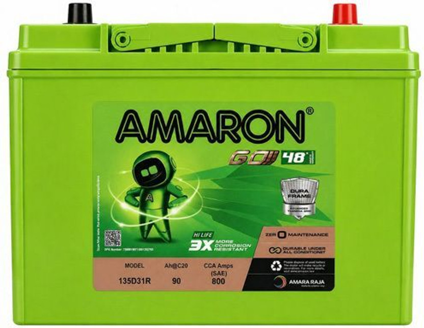 AMARON with Doorstep Installation Battery 135D31R 90 Ah@C20 CCA Amps (SAE) 40 Ah Battery for Car