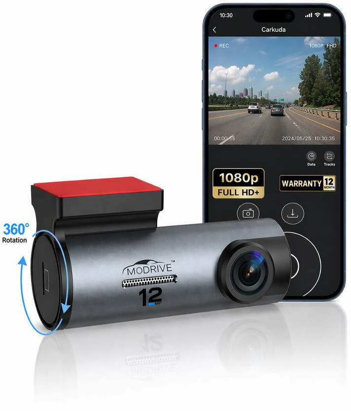 Modorwy Wi-Fi Dash Cam 360° Rotatable FHD 1080P Front & Inside View, Built-in G-Sensor In-car Camera System(1 Camera, Full HD 1080P)
