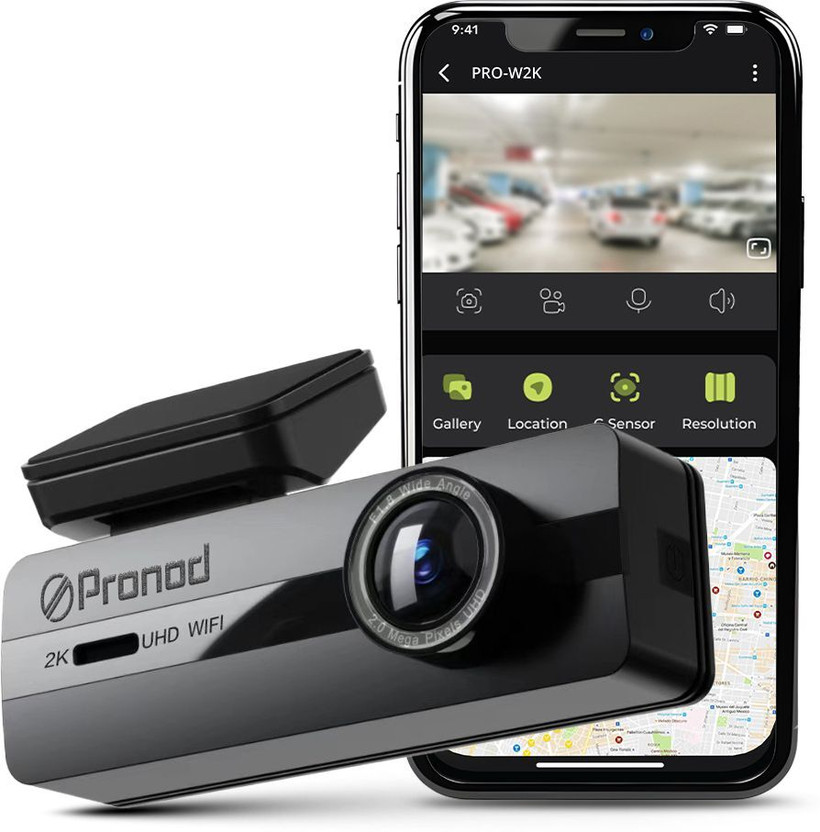 PRONOD PRONOD 2K WiFi Dash Cam – Night Vision, Parking Guard, Loop Rec, 128GB Support Dashboard, In-car Camera System(1 Camera, 2K)