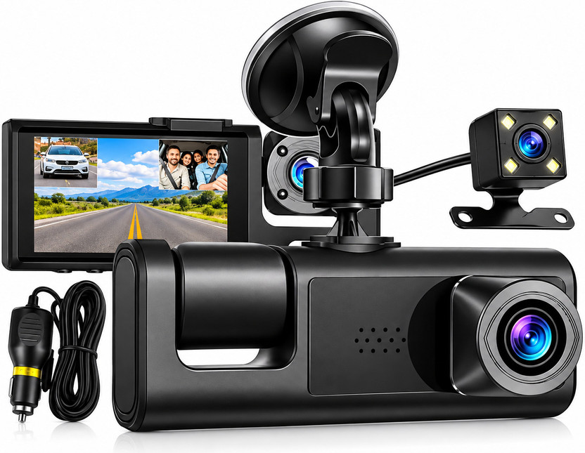 LOVMOTO LOVMOTO Universal Dash Cam 3 Channel Front and Rear Inside Dash Camera for Cars SG190 Reverse Assist Camera System(3 Camera, 720 X 480) - Flipkart Deal