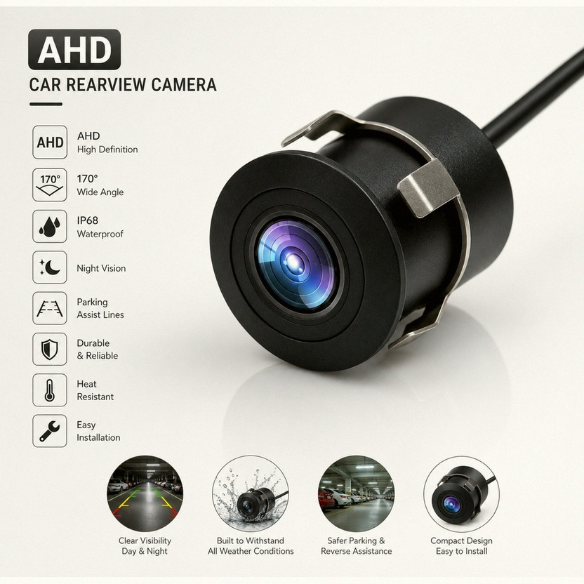 Voddmars AHD Car Reverse Camera with Night Vision & 170 Degree Wide Angle Rear View_G762 Reverse Assist Camera System(1 Camera, NTSC: 960H (960 x 480), PAL: 960H (960 x 576))