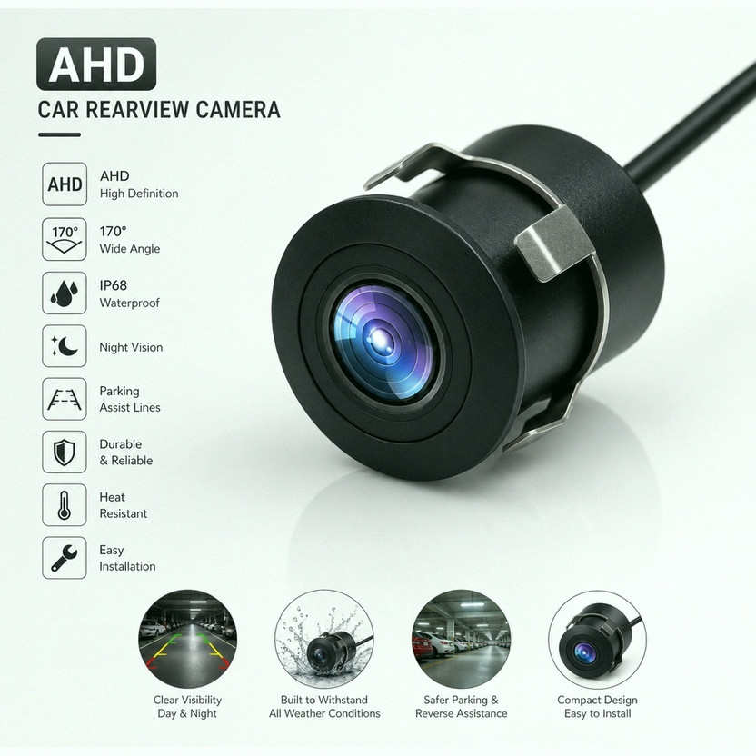 Ravetech AHD Car Reverse Camera with Night Vision & 170 Degree Wide Angle Rear View_A712 Reverse Assist Camera System(1 Camera, NTSC: 960H (960 x 480), PAL: 960H (960 x 576))