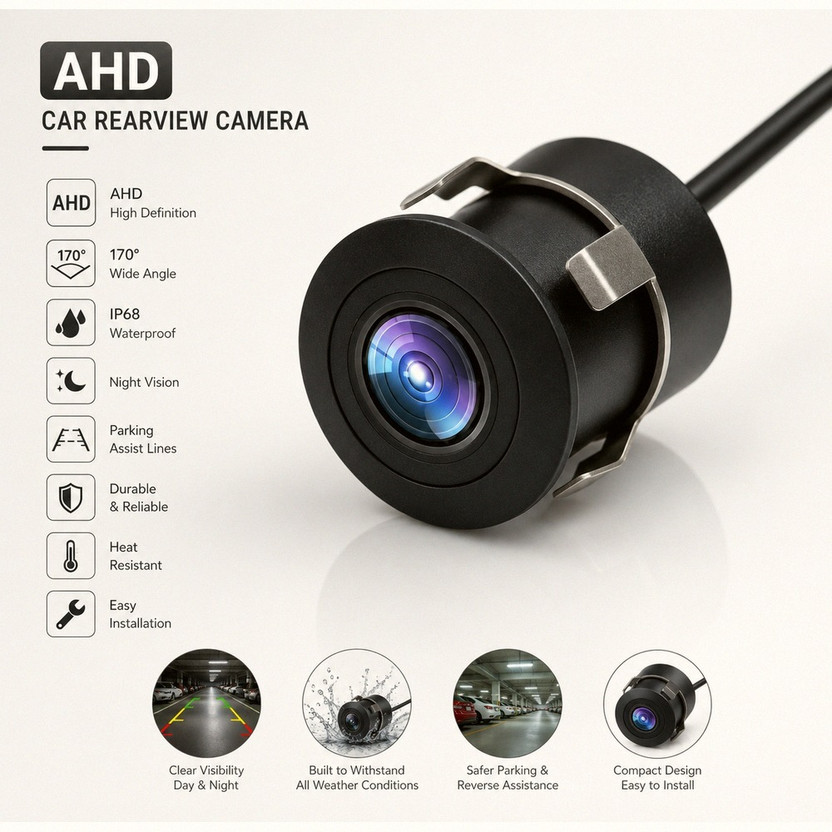 Voddmars AHD Car Reverse Camera with Night Vision & 170 Degree Wide Angle Rear View_G2773 Reverse Assist Camera System(1 Camera, NTSC: 960H (960 x 480), PAL: 960H (960 x 576))