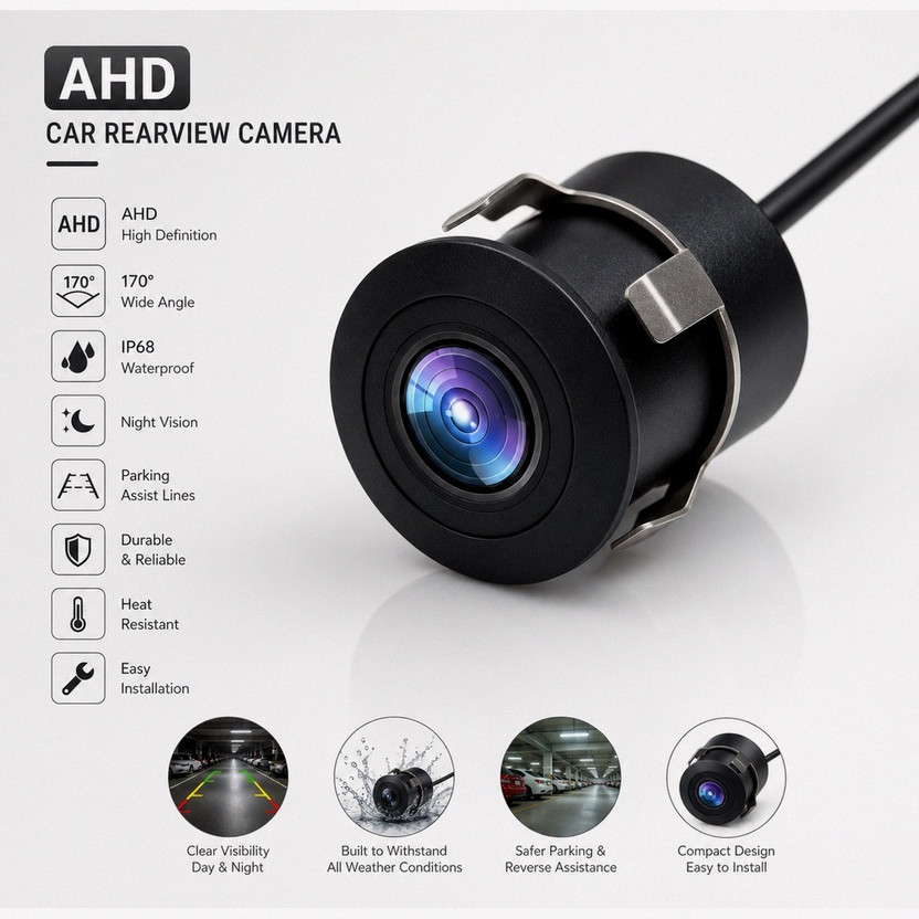 Retails Gateways AHD Car Reverse Camera with Night Vision & 170 Degree Wide Angle Rear View_G1974 Reverse Assist Camera System(1 Camera, NTSC: 960H (960 x 480), PAL: 960H (960 x 576))